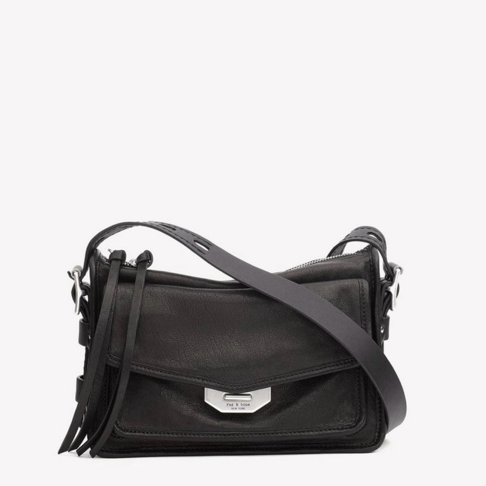 Rag & bone small black leather field messenger bag